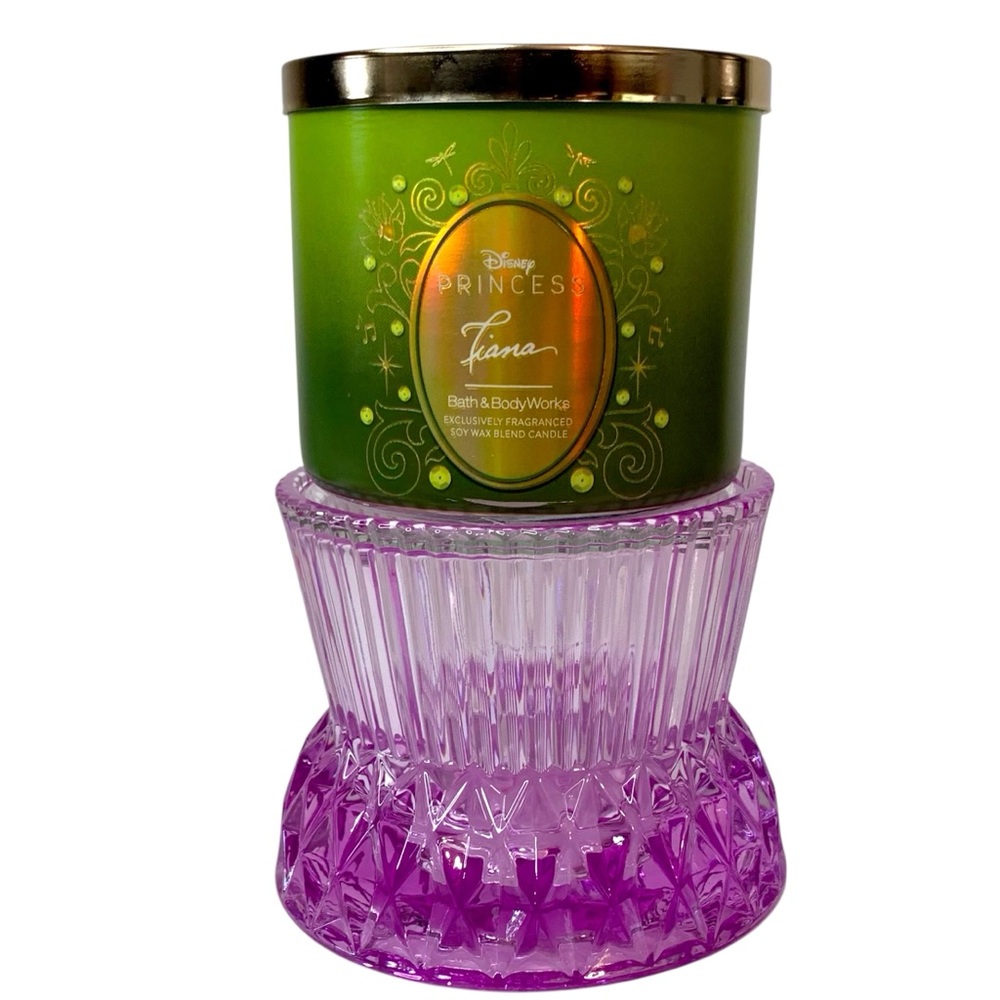 WHITE BARN Faceted Purple Glass 3 Wick Candle Holder